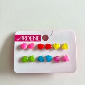 ardene 6 pack colorful stud heart earrings with shimmer